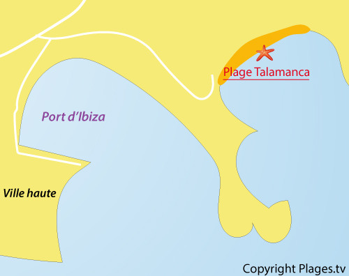 Carte de la plage de Talamaca à Ibiza