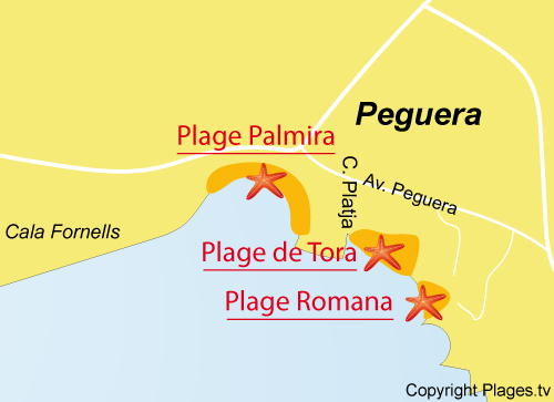 Carte de la plage de Tora - Peguera
