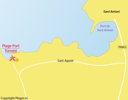 Map of Port del Torrent Beach - Ibiza