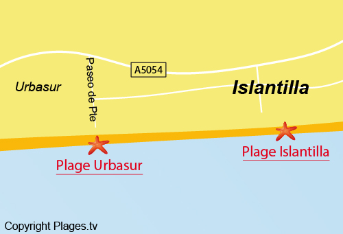 Carte de la plage Urbasur à Islantilla