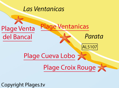 Carte de la plage de Ventanicas à Mojacar
