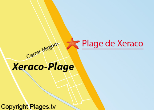 Carte de la plage de Xeraco - Espagne