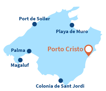 Localisation de Porto Cristo sur l'ile de Majorque - Baléares