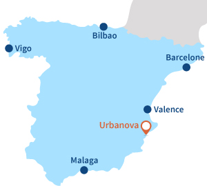 Localisation d'Urbanova au sud d'Alicante en Espagne