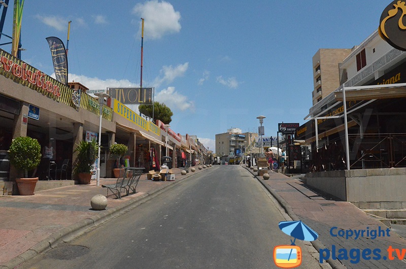 Busy street of Magaluf during the day