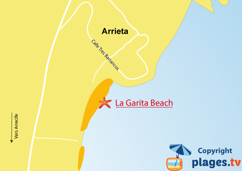 Map of Arrieta beach in Lanzarote