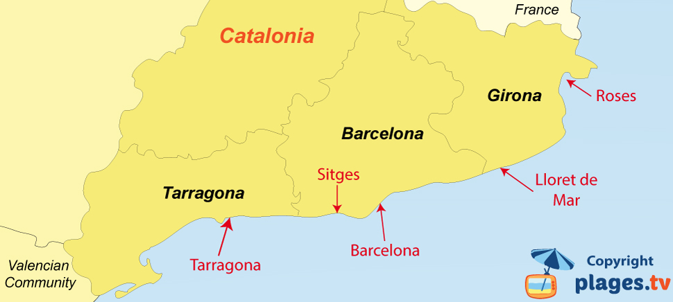 Map Beaches Seaside Station Catalonia Spain 