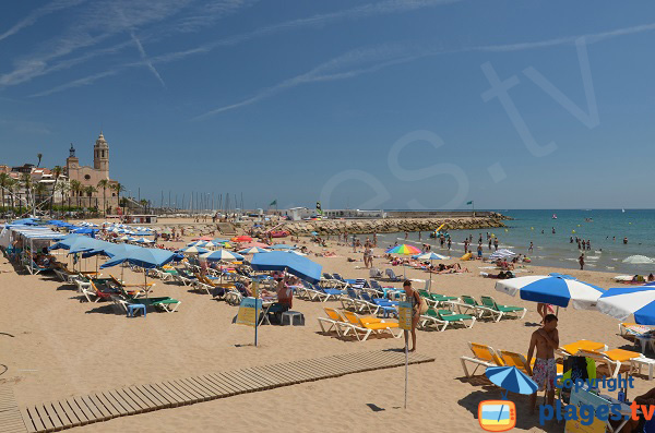 Beach in city center of Sitges on Costa Brava