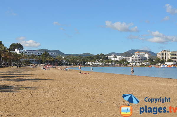 Sand beach of Arenal in Sant Antoni de Portmany - Ibiza island